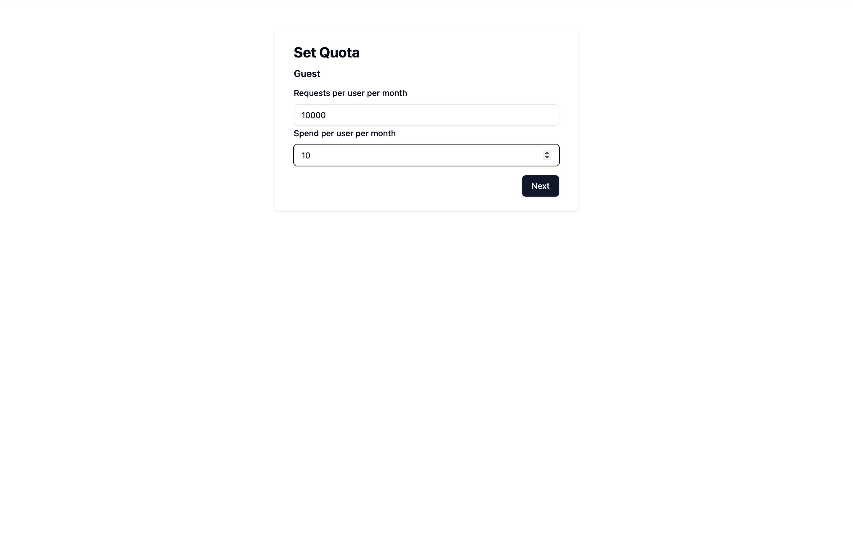 ServerlessAI quota configuration